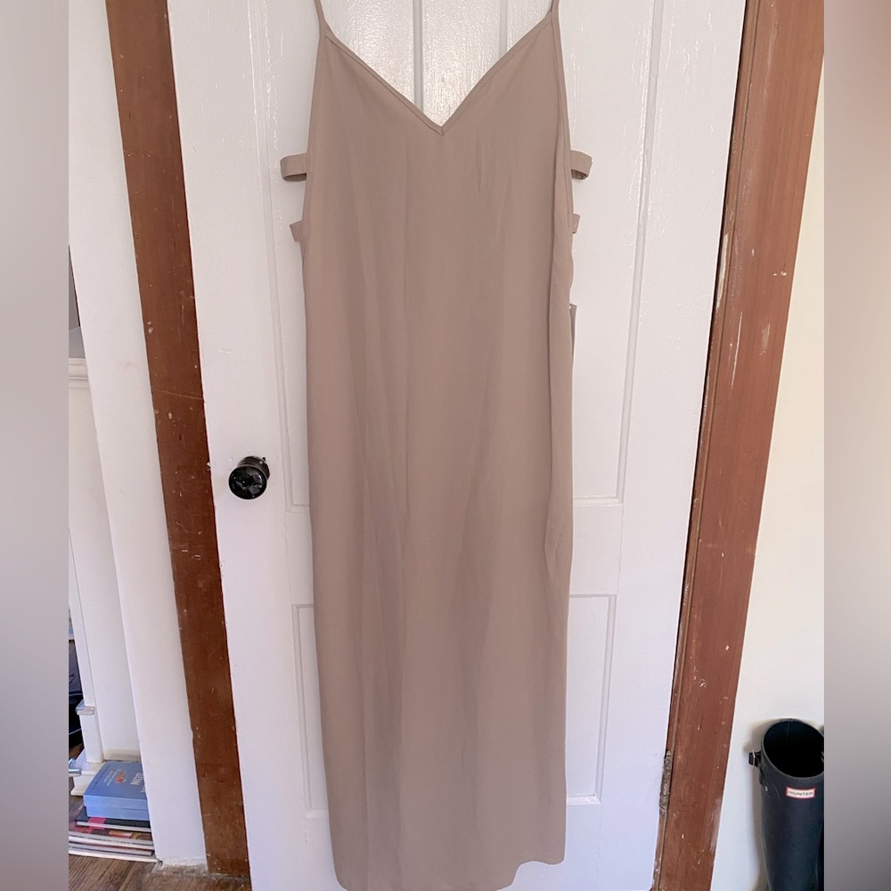 NWT! Taupe satin long dress
